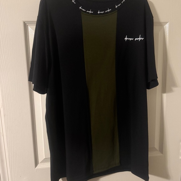 SHEIN Other - Black and Green Short Sleeve Tee with Color-Block Design